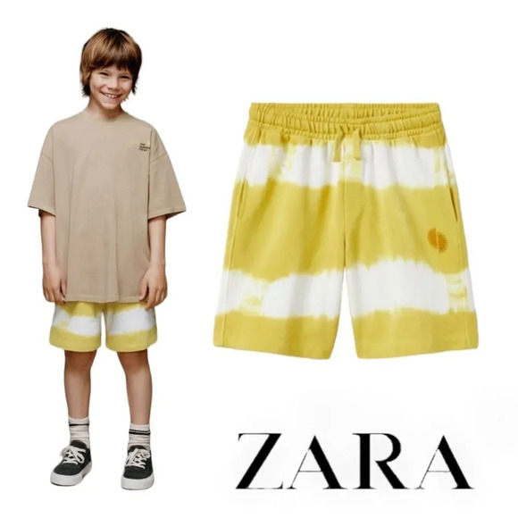 ZARA Kids | Mustard | PLUSH TIE DYE SHORTS - Picture 1 of 6